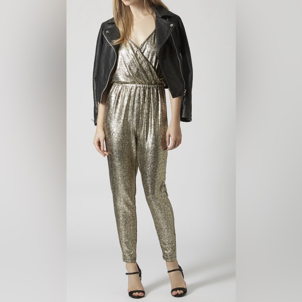 Topshop gold jumpsuit